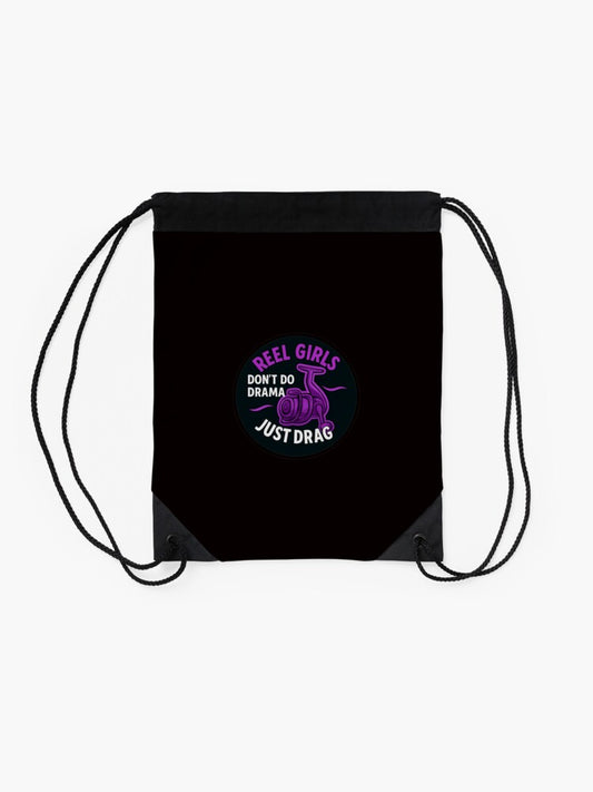 Reel girls don't do drama Drawstring Bag