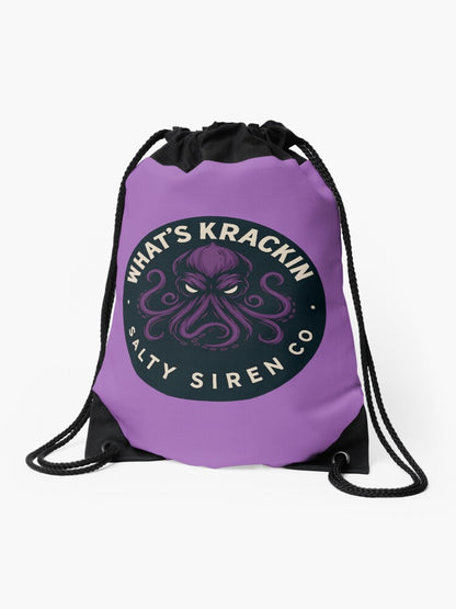 WHAT’S KRACKIN – Salty Siren Co. Purple Kraken Logo Drawstring Bag