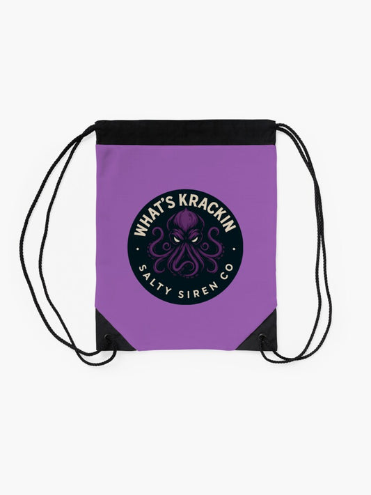 WHAT’S KRACKIN – Salty Siren Co. Purple Kraken Logo Drawstring Bag