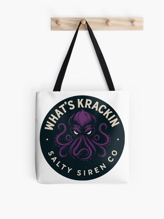 WHAT’S KRACKIN – Salty Siren Co. Purple Kraken Logo Tote Bag