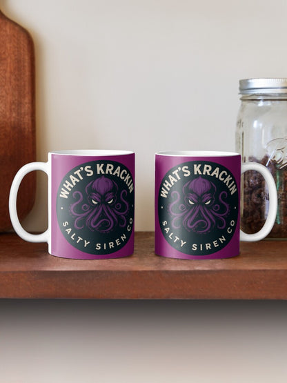 WHAT’S KRACKIN – Salty Siren Co. Purple Kraken Logo Coffee Mug